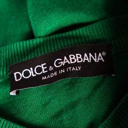 Pre Owned Dolce & Gabbana Green and Multicolor Silk Carretto Siciliano Print Cardigan S
