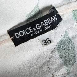 Pre Owned Dolce & Gabbana Pink Floral Printed Crepe & Lace Trim Blouse XS
