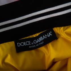 Pre Owned Dolce & Gabbana White Floral Printed Synthetic Contrast Trim Faux Wrap Bomber Jacket M