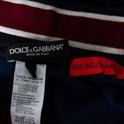 Pre Owned Dolce & Gabbana Bicolor Mania Printed Jersey  & Logo Intarsia Knit Trim Track Pants M