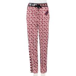 Pre Owned Dolce & Gabbana Bicolor Mania Printed Jersey  & Logo Intarsia Knit Trim Track Pants M