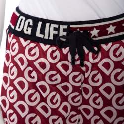 Pre Owned Dolce & Gabbana Bicolor Mania Printed Jersey  & Logo Intarsia Knit Trim Track Pants M