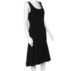 Pre Owned Dolce & Gabbana Black Crepe Ruffled Hem Sleeveless Midi Dress L