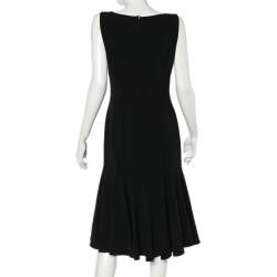 Pre Owned Dolce & Gabbana Black Crepe Ruffled Hem Sleeveless Midi Dress L
