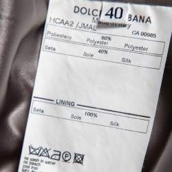 Pre Owned Dolce & Gabbana Grey Floral Jacquard Satin Button Front Coat S