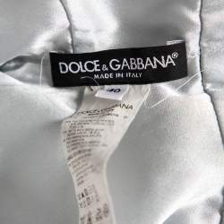 Pre Owned Dolce & Gabbana Blue Embossed Jacquard Sheath Dress S