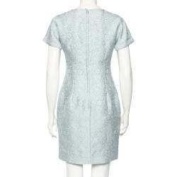 Pre Owned Dolce & Gabbana Blue Embossed Jacquard Sheath Dress S