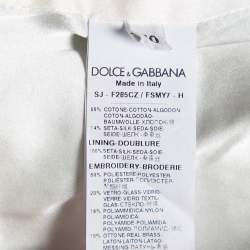 Pre Owned Dolce & Gabbana Green Banana Leaf Printed Jacquard Embellished Collarless Jacket S