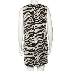 Pre Owned فستان قصير دولتشي قصير بلا أكمام حرير طباعة حيوان مونوكروم مقاس متوسط