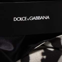 Pre Owned فستان قصير دولتشي قصير بلا أكمام حرير طباعة حيوان مونوكروم مقاس متوسط