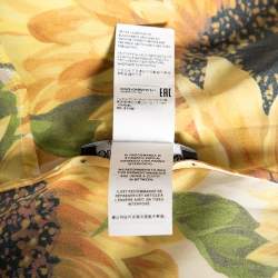 Pre Owned Dolce & Gabbana Yellow Sunflower Printed Silk Blouse M