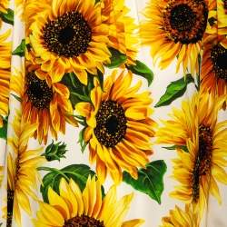 Pre Owned Dolce & Gabbana Yellow Sunflower Printed Silk Blouse M
