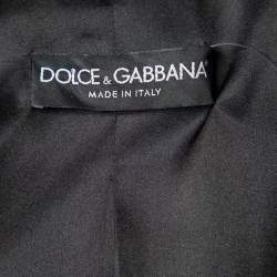 مملوكة مسبقًا جاكيت بليزر دولتشي أند غابانا صوف أسود مزخرف أحجار راين وكريستال قصير مقاس صغير - سمول 