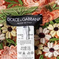 Pre Owned Dolce & Gabbana Multicolor Floral Lace Hook Front Shrug M