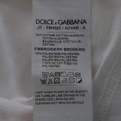 مملوكة مسبقًا تي شيرت دولتشي أند غابانا "أليغانزا" قطن أبيض بالشعار مقاس صغير جدًا - إكس سمول
