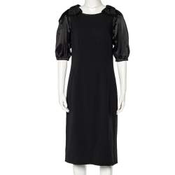 Pre Owned Dolce & Gabbana Black Crepe Bow Detail Sheath Dress M