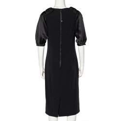 Pre Owned Dolce & Gabbana Black Crepe Bow Detail Sheath Dress M
