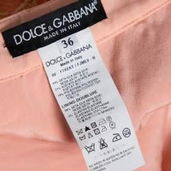 Pre Owned Dolce & Gabbana Peach Brocade Silk High Waist Shorts XS 