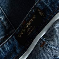 Pre Owned Dolce & Gabbana Indigo Light Wash Denim Embellished Capri Boyfriend Jeans M