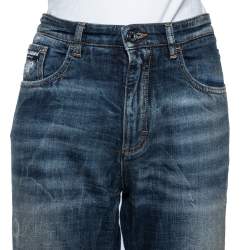 Pre Owned Dolce & Gabbana Indigo Distressed Denim Sequined Hem Pretty Jeans M