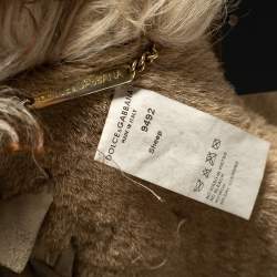 Pre Owned Dolce & Gabbana Beige Fur And Leather Stitch Detail Tie Front Overcoat S