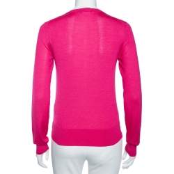 Pre Owned Dolce & Gabbana Pink Cashmere Silk Button Front Cardigan S
