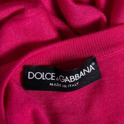 Pre Owned Dolce & Gabbana Pink Cashmere Silk Button Front Cardigan S