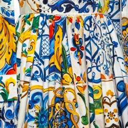 Pre Owned Dolce & Gabbana Mojolica Print Cotton Poplin Mini Dress S