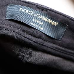 Pre Owned Dolce & Gabbana Black Stretch Cotton Slim Fit Pants L