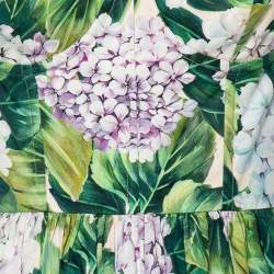 Pre Owned Dolce & Gabbana Green Hydrangea Print Cotton Poplin Elasticized Waist Dress M