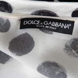 Pre Owned Dolce & Gabbana Multicolored Crepe Floral Polka Dot Printed Top L