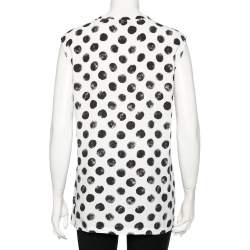 Pre Owned Dolce & Gabbana Multicolored Crepe Floral Polka Dot Printed Top L