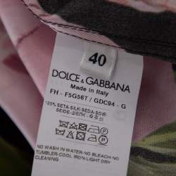Pre Owned Dolce & Gabbana Black Rose-Print Silk Pajama Set S