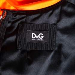 Dolce & Gabbana Orange Satin Contrast Embellished Hem Detail Short Dress M