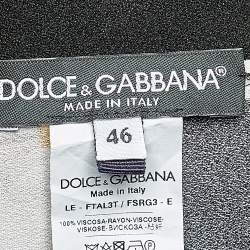 Pre Owned Dolce & Gabbana Black Tulip Printed Crepe Tapered Leg Trousers L