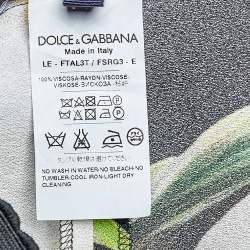 Pre Owned Dolce & Gabbana Black Tulip Printed Crepe Tapered Leg Trousers L