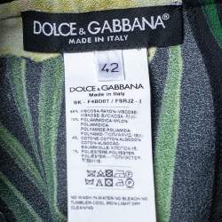 Pre Owned Dolce & Gabbana Black Floral Printed Crepe & Lace Trim Cady Skirt M