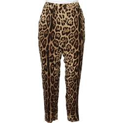 Dolce & Gabbana Brown Animal Printed Silk Tapered Leg Trousers L