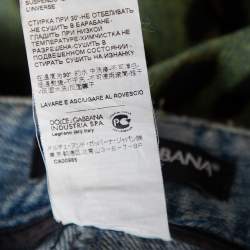 Pre Owned Dolce & Gabbana Green Animal Print Denim Tapered Leg Jeans S