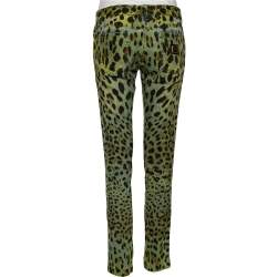 Pre Owned Dolce & Gabbana Green Animal Print Denim Tapered Leg Jeans S