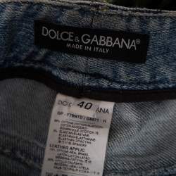 Pre Owned Dolce & Gabbana Green Animal Print Denim Tapered Leg Jeans S