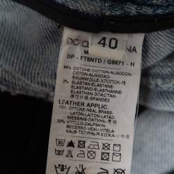 Pre Owned Dolce & Gabbana Green Animal Print Denim Tapered Leg Jeans S