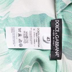 مملوكة مسبقًا توب دولتشي أند غابانا كريب أبيض مطبوع أوراق موز مقاس وسط (ميديوم)