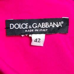 Pre Owned Dolce & Gabbana Fuchsia Pink Silk Lace Detail Slip Dress M