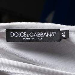 Pre Owned Dolce & Gabbana White Logo Print Cotton Short Sleeve T-Shirt M