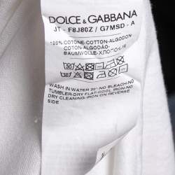 Pre Owned Dolce & Gabbana White Logo Print Cotton Short Sleeve T-Shirt M