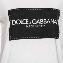 Pre Owned Dolce & Gabbana White Logo Print Cotton Short Sleeve T-Shirt M