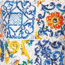 مملوكة مسبقًا Dolce & Gabbana Multicolor Majolica Printed Eyelet Lace Top M