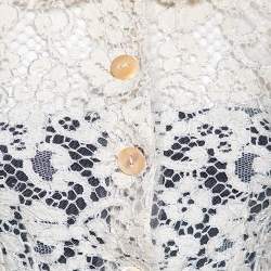 Pre Owned Dolce & Gabbana Light Beige Floral Lace Button Front Jacket S