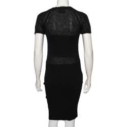 Pre Owned Dolce & Gabbana Black Wool And Knit Bodycon Skirt Detailed Midi Dress S
